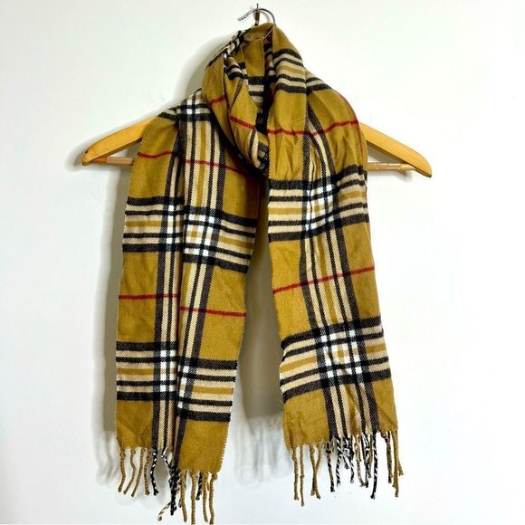 Nova Check Plaid Scarf Cashmere Feel Italy Design Fringed Scarf Wrap 13x70 - Picture 1 of 6